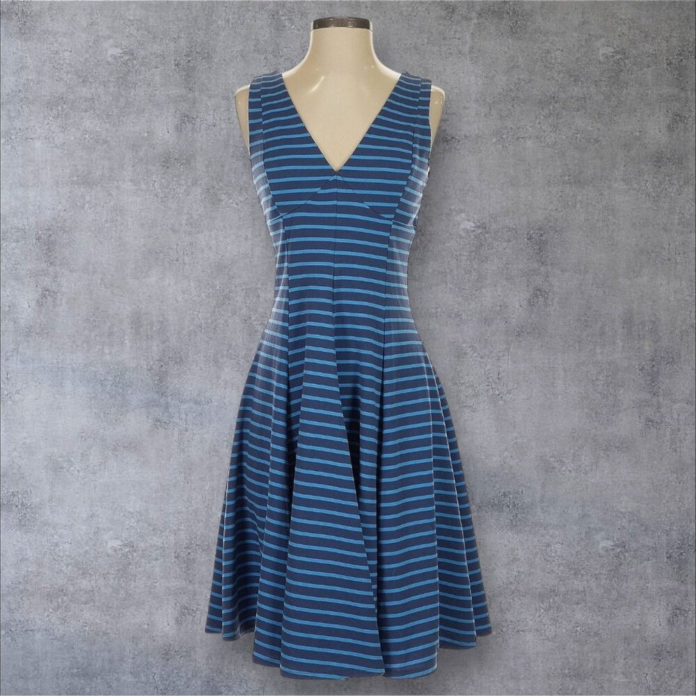 PETER SOM Blue Striped A Line Dress Size Small